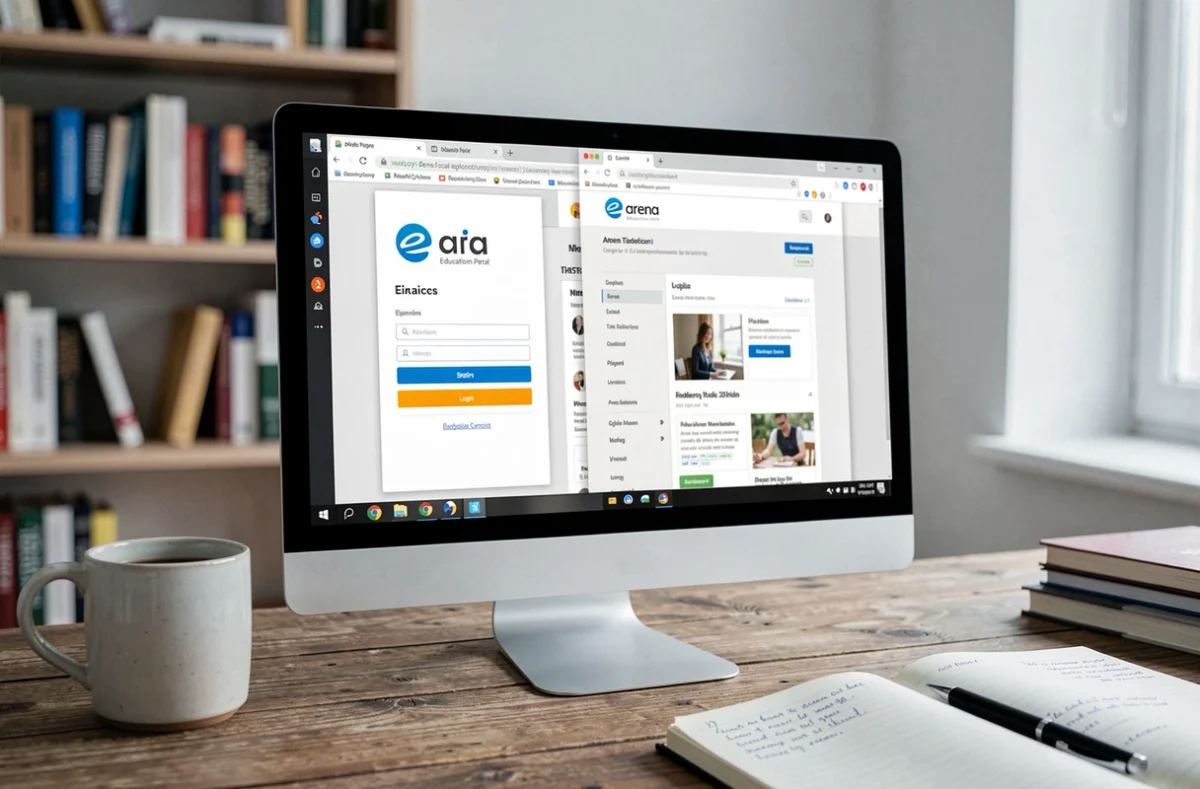 Écran d'ordinateur affichant les interfaces de connexion PIA et Arena de l'académie de Grenoble côte à côte