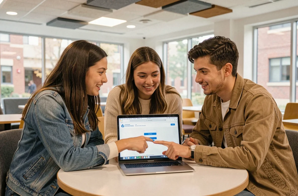 Groupe d'étudiants explorant ensemble le service d'authentification de l'ENT université Artois