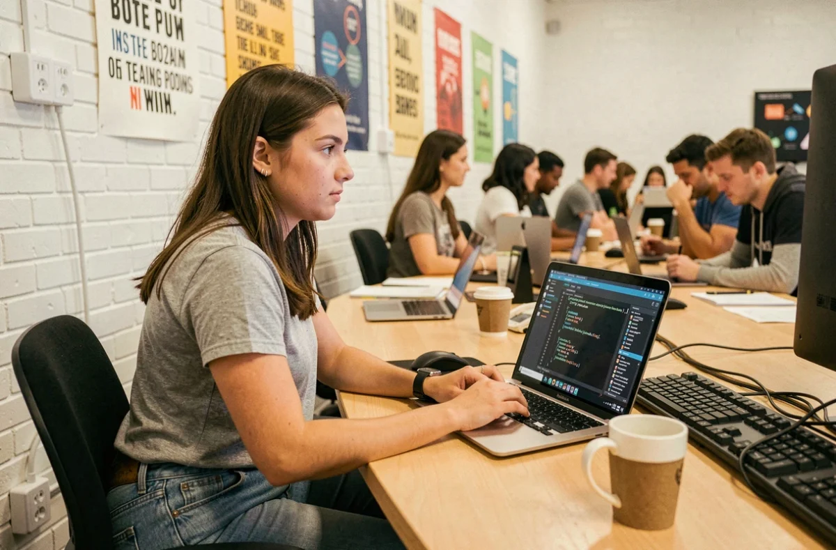Participante au bootcamp de programmation Jedha à Marseille travaillant sur Python