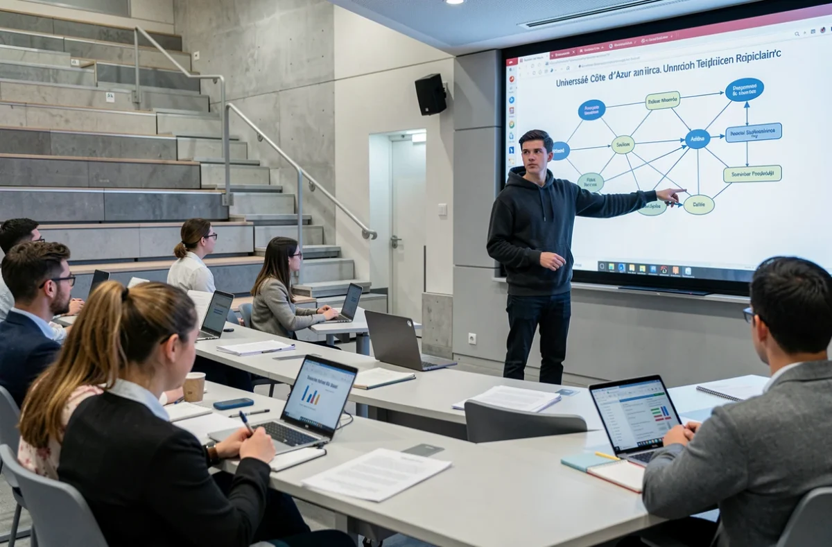 Étudiant présentant un projet d'intelligence artificielle dans le cadre du Master IA de l'Université Côte d'Azur