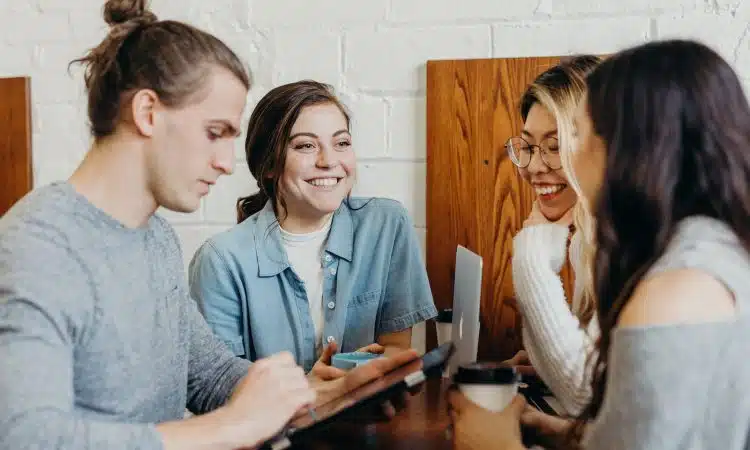 A group of friends at a coffee shop